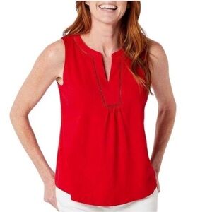 St. John's Bay Red Blouse with V-Neck and Flowing Fit